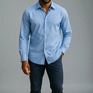 Calvin Klein Men’s Slim Fit Dress Shirt 17.5 32/33 Light Blue Cotton